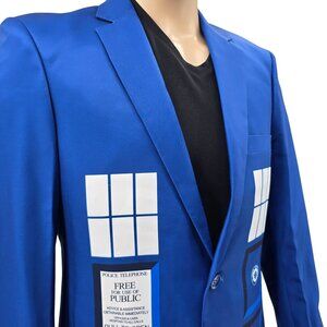 Doctor Who Tardis Costume Suit Jacket Mens Size 40 Fun Suits Blue Polyester Line